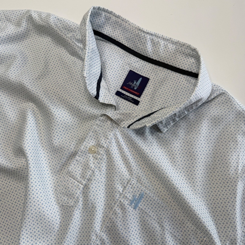 JOHNNIE-O Polo Shirt Light Blue Geometric Prep-Formance Men's Size XXL Golf